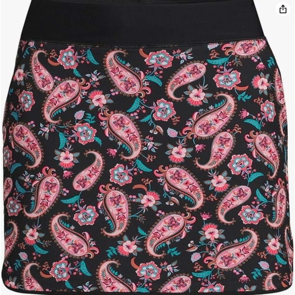 Lands' End Quick Dry Board Skort Swim Skirt - Size: 2 - NWT - Paisley Floral